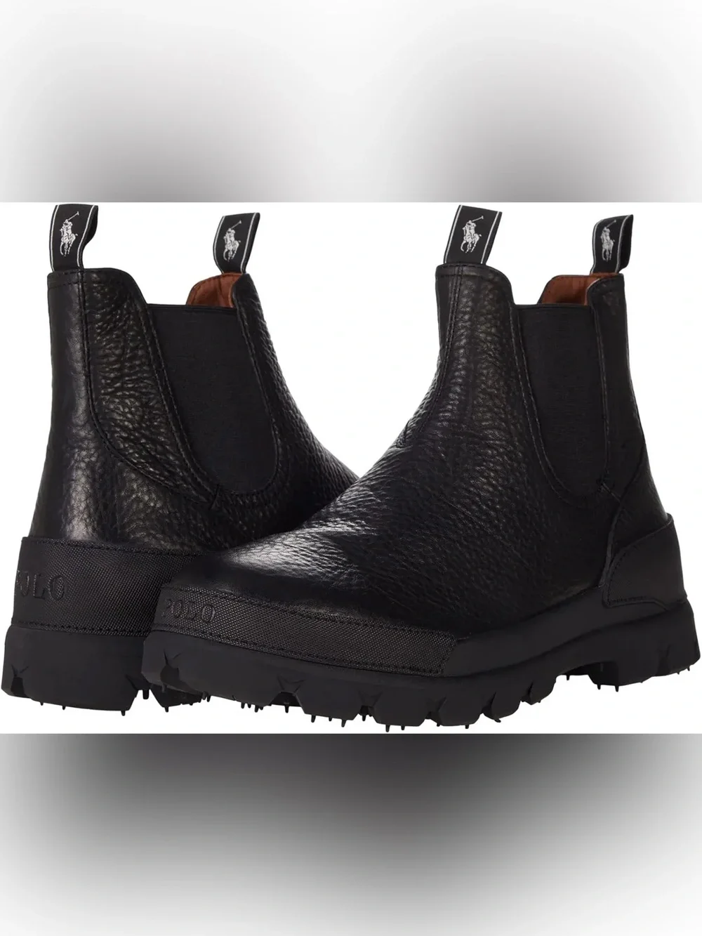 Polo by Ralph Lauren Black Pebbled Leather Chukka Boots